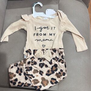 I got it from my momma leopard print outfit 0-3month NWT